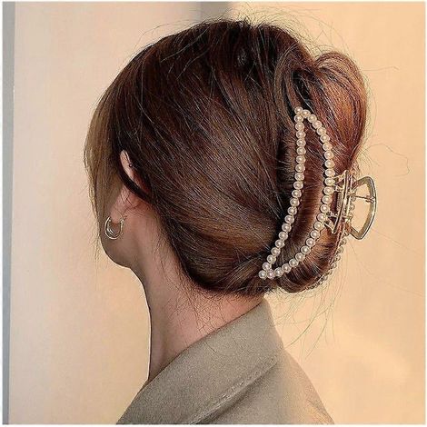 Haarspangen mit weißen Perlen, große, rutschfeste Kunststoffspangen für den Außenbereich, für Damen und Mädchen, WZ-2005R