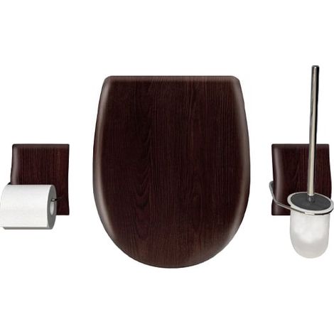 Set OLFA accessoires WC Wengé Mat descente assistée et déclipsable (1/3)