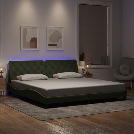 Estructura de cama con LED sin colchón terciopelo gris claro 200x200 cm vidaXL (1/5)