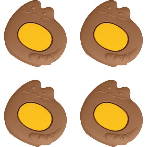 Lot de 4 coins de protection muraux en forme de dessin animé, sûrs pour bébé, antidérapants et amortisseurs, marron, 5x5x2 cm (1/5)