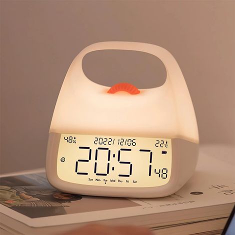 Luce notturna per cameretta bambini con display a LED per temperatura e umidità, luce a pressione, connettore Type-C, schermo LCD, 10 ore di utilizzo continuo, ideale per neonati e bambini piccoli. (1/5)