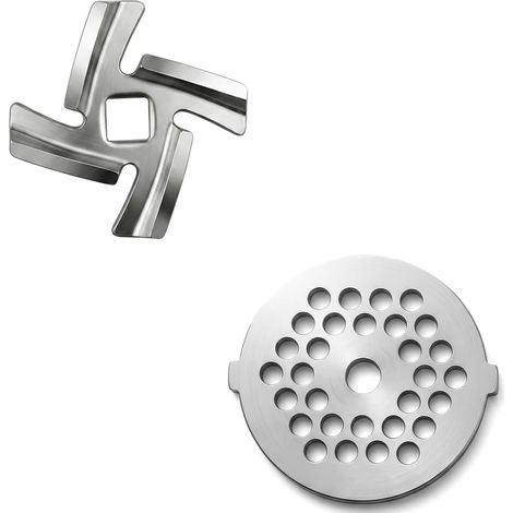 Kit Couteau et Grille Hachoir à Viande 54 mm, Couteau Croisé 48 mm avec Carré 8 mm, Grille 5 mm pour Hachage Moyen (1/5)