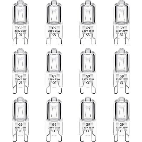 Lot de 12 Ampoules Halogènes G9 25W Dimmable, Blanc Chaud 2700K, 250LM, AC 230V, Résistant jusqu'à 300 Degrés, Ampoule Capsule pour Four, Micro-ondes, Lustres (1/5)