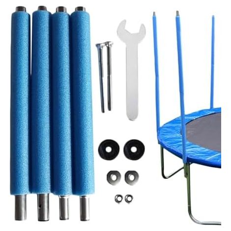 Barres de Filet pour Trampoline, 176/196cm Rechange Trampoline avec Manche en Mousse, Pièces Trampolinen, Anti-Collision 1,96 mètres + clé -