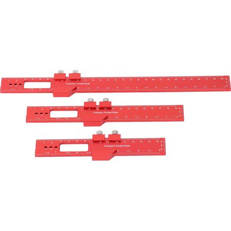 Lot de 3 règles d'ébénisterie en aluminium avec curseur réglable, équerre à angle 45° 90° 135°, pour traçage et mesure 16 cm 20 cm 30 cm (1/5)