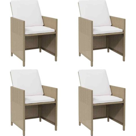 Maison Exclusive - Gartenstühle mit Kissen 4 Stk. Poly Rattan Bei (1/5)