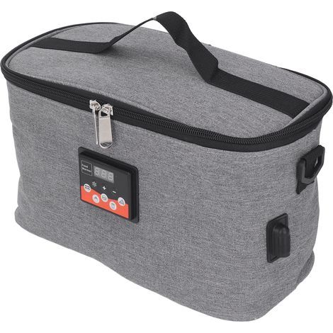 30W Auto-Heiztasche, 8L, einstellbare Temperatur, mit Griff, 12V tragbarer Speisenwärmer, grau, ideal für Reisen und Mittagessen.