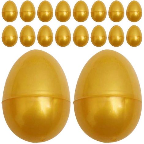 24 œufs de Pâques vides en plastique doré, jouets pour enfants, emballage d'œufs, œufs de loterie.-6.00X4.00X4.00CM-Golden (1/4)