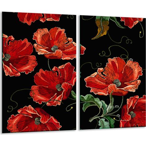 Tagliere di vetro 2x 30x52 fiori (1/5)
