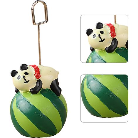 Porte-messages en résine en forme d'animal mignon, décoration de bureau, porte-cartes de visite, porte-photos, panda couché sur une pastèque (1/3)