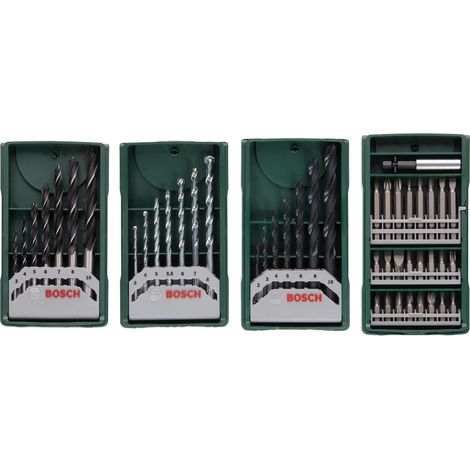 Set di punte per trapano e avvitatore 3+1, Mini-X-Line, per metallo, pietra, legno, set di punte (1/4)