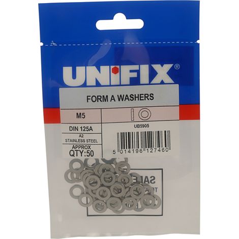 Unifix A2-304 Flat Washers DIN 125 M10 (10.5) - Box of 100