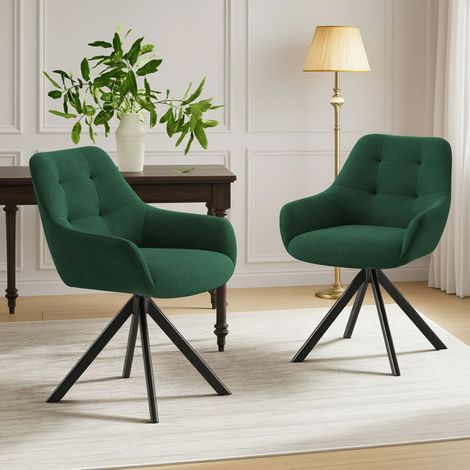 2er-Set Premium-Drehstühle mit Halbarmlehnen – 360° drehbare Stühle mit besonders stabilem Metallgestell, Grün