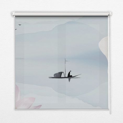 Tenda a Rullo Interna per Finestra - Tenda Filtrante Luce - Tenda Privacy - Tenda Decorativa Rettangolare - Rullo per Interni - (140 cm x 140 cm) - Un pescatore su una barca