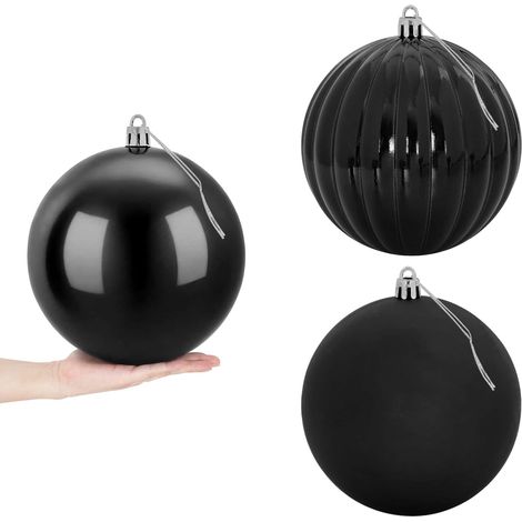 Christmas Ball Set XXL 3 pcs Black Ø 25 cm Plastic vidaXL (1/5)