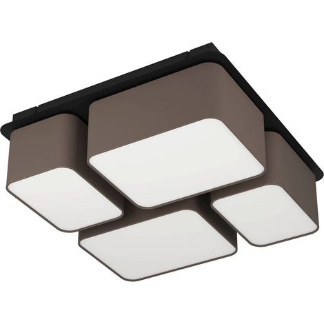 Plafond Mordazo Textile, Brown Brown, White E27 4x28W L: 51 cm B: 51 cm H: 17,5 cm Dimmable (1/4)
