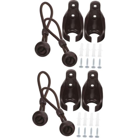 4pièces Support De Rideau sans Perçage avec Cordon Élastique Et Embout Kit De Fixation pour Store Enrouleur (1/4)