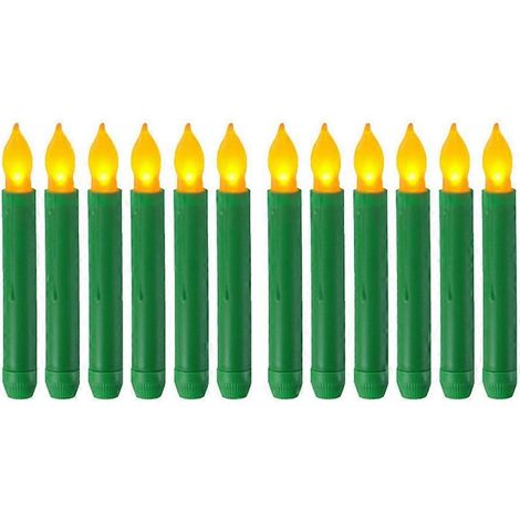 Bougie LED sans flamme simulée, longue tige, bougie larme, bougie d'anniversaire, coquillage coloré, lumière clignotante jaune, verte (1/5)