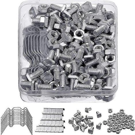 Kit de réparation de serre de 400 pièces comprenant 100 clips de vitrage avec clips métalliques, 100 clips de recouvrement et 100 attaches vertes. (1/5)