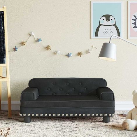vidaXL Canapé pour enfants noir 70x45x30 cm velours (1/5)