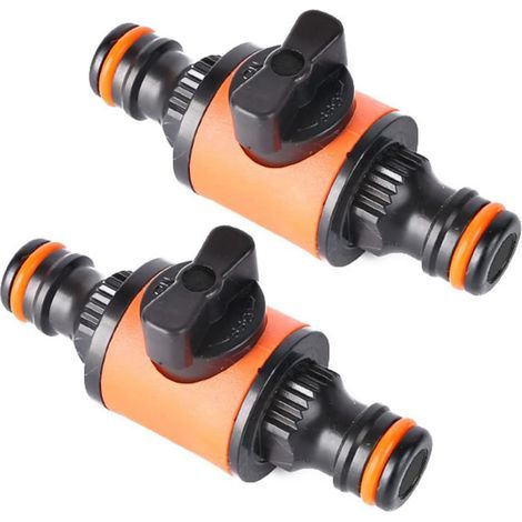 Lot de 2 raccords rapides pour tuyau d'arrosage Jardinage raccords raccords rapides pour tuyaux d'eau double tétine avec vanne de commutation raccord rapide prolongé (1/5)