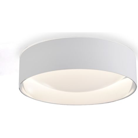 Plafonnier LED textile blanc et chromé Ø40 cm, 30W CCT