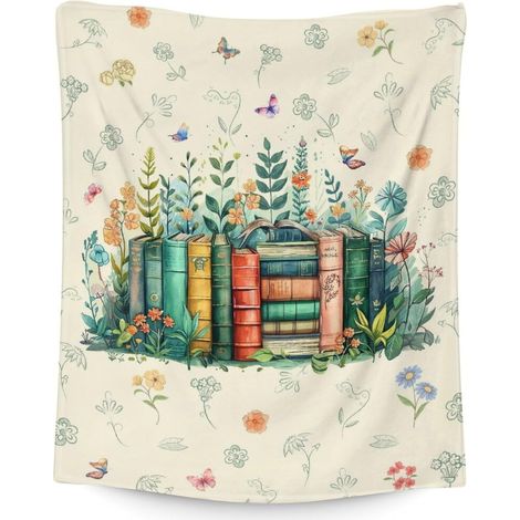 Eine Geschenkidee für Bücherliebhaber: eine Lesedecke im Vintage-Stil (40x50 Zoll), perfekt für die Bibliothek – weich und flauschig, geeignet für Sofas, Sessel und Betten.
