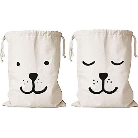 sac Linge 2pcs Grand Sac En Toile 46 62cm Avec Cordon De Serrage, Sac De Rangement Pour Vtements, Jouets, Voyage, Randonne En Famille, Sommeil (1/4)