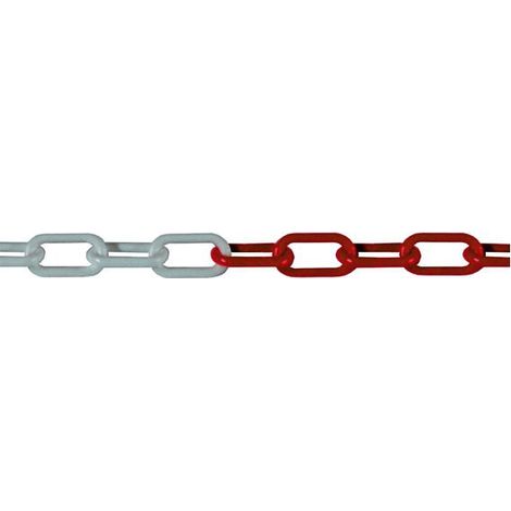 Kunststoffkette Ø8 mm Rot/Weiß LEVAC L.32 x H.11mm - 25 m Beutel - 2045B