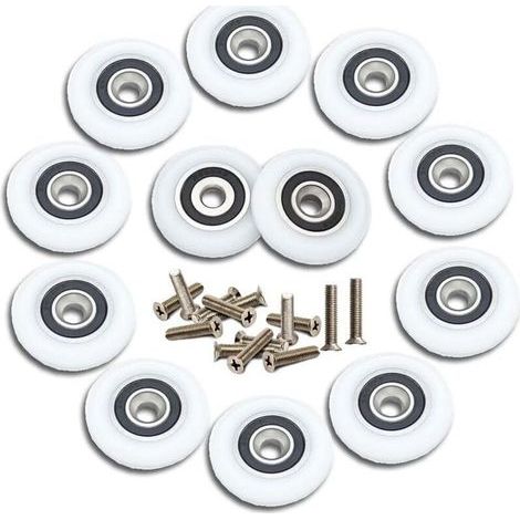 23-mm-Duschschiebetürrolle – 12er-Pack Rollen mit Edelstahlschrauben – Kompatibel mit Glastüren (1/5)