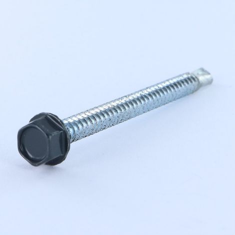 Vis autoperceuse Tête hexagonale TH 6.3X75 Filet tôle Acier zingué LAQ RAL7016 gris anthracite-10 pièces