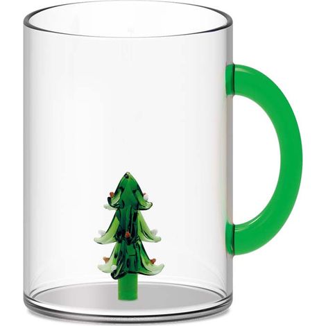 WD LifeStyle Tazza Vetro Borosilicato Cc 420 Ml Decoro Albero di Natale