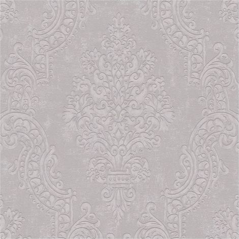 Papier peint baroque Profhome 397656 papier peint intissé texturé avec des ornements satiné beige gris 5,33 m2 (1/5)