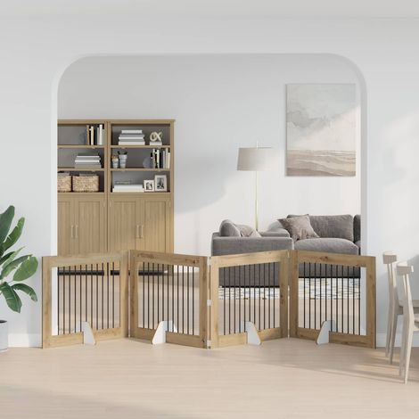 vidaXL Porte de chien pliable avec supports 4 pc Chêne artisanal