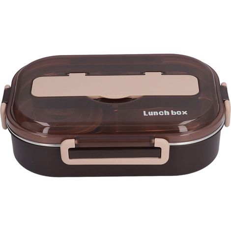 Boîte-repas isotherme en acier inox - 4 compartiments pour bureau, école ou enfants - Noir, idéale pour soupes et repas complets (1/5)