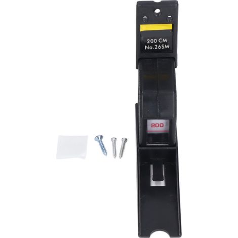 Mètre à taille murale rétractable 2 m ABS noir précision 1 mm pour hôpital clinique pédiatrie avec 3 vis 1 rondelle (1/5)