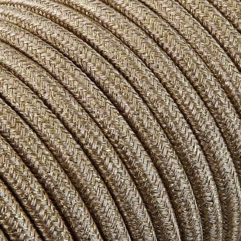 Fil Électrique Tissu Or et Paillettes 3x0,75mm² - Câble Électrique Textile de Qualité