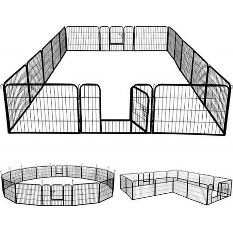MaxxPett Valla para Perros - Parque para Perros - de Metal Plegable - para Perros, Cachorro Caño & pequeños Mascotas - 80 x 60 cm, 16 Paneles (1/4)
