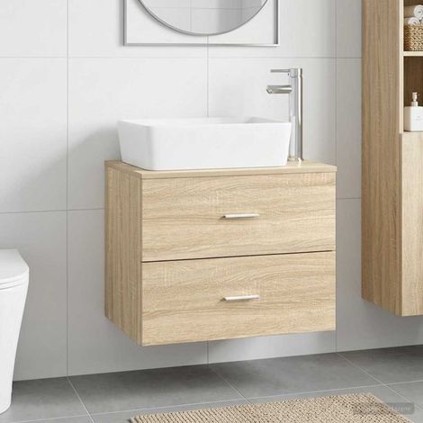 vidaXL Bathroom Furniture Set Sonoma Oak Engineered Wood (1/5)