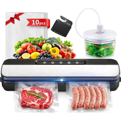 Machine Sous Vide Alimentaire, 7-en-1 Appareil sous Vide Alimentaire 130W 90 kPa, Appareil de Mise Sous Vide pour La Cuisson Sous Vide, avec Cutter, 10 Sacs Prédécoupés et Tuyau D'extraction (1/5)