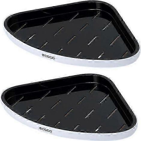 Lot de 2 étagères d'angle Ecoco pour douche rangement salle de bain - noir (1/5)