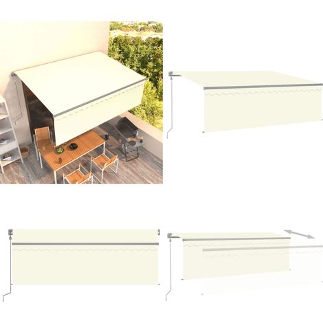 Markise Automatisch Einziehbar mit Volant 4x3 m Creme - Terrassenmarkise - Markise Einziehbar (1/5)