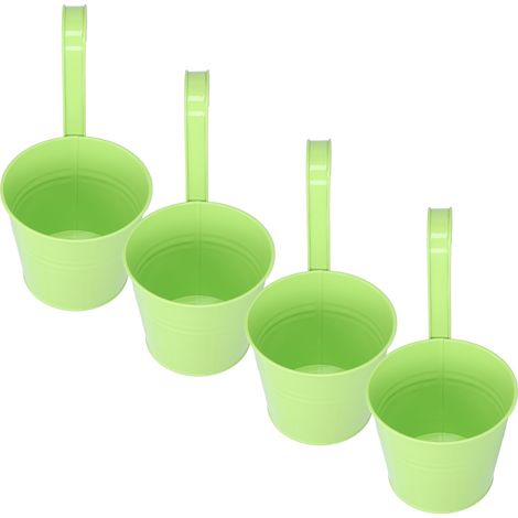 Ensemble de 4 pots muraux en fer pour plantes succulentes, accessoires de jardin et de balcon (vert clair détachable) (1/5)