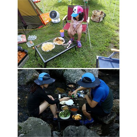 Grille de camping pliable et robuste en acier, avec grille portable pour la cuisson au feu de bois en extérieur. (1/5)