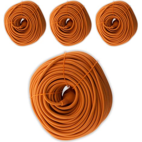 Zenitech – Lot de 4 prolongateurs 50m 16A H05VV-F 3G1,5mm² – Câble orange pour chantiers humides – Puissance 3500W sous 230V - HO5VV-F