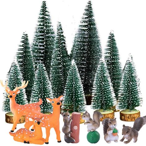 10 Pièces Sapin de Noel Miniature+7 Pièces Mini Animaux de Noël,Artificiels Sapin de Noel Miniature,Sapin Miniature pour Village de Noel,Mini Sapin de Noel Artificiel (1/5)