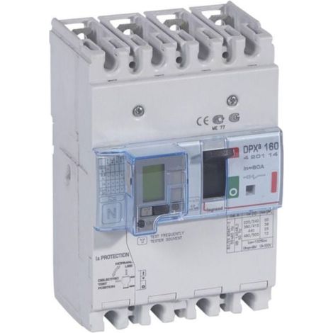Disjoncteur magnétothermique différentiel DPX³160 pouvoir de coupure 36kA 400V - 4P - 80A - LEGRAND