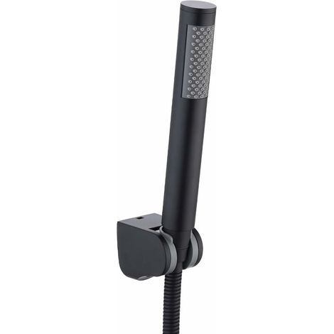 Pommeau de douche avec flexible extra long et support noir mat (1/5)