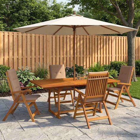 vidaXL 5-Piece Garden Dining Set Natural Solid Acacia Wood (1/5)