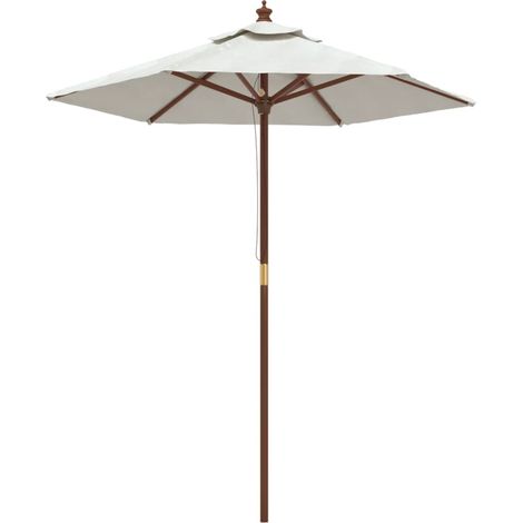 Sombrilla de jardín con palo de madera 196 x 231 cm arena 020008352